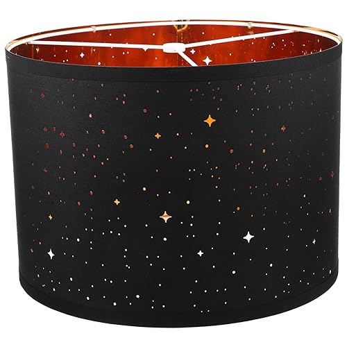 BESTOYARD Star Lamp Shade 13 x 10 Inch Drum Lampshade Shades Black Etching Process Funky Lamp Shades for Table Lamps Light Shade Pendant Light Holder Replacement