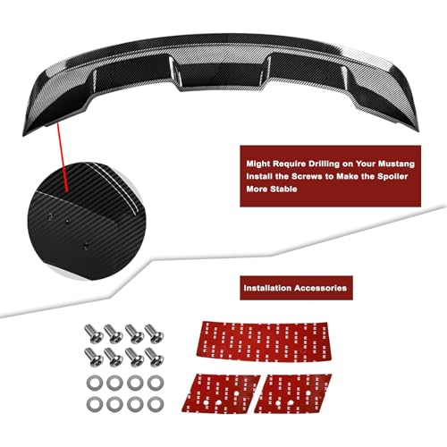 AAriguthel 2015-2023 Mustang Ecoboost Spoiler Compatible with Mustang V6/V8/Shelby/GT/EcoBoost Coupe 2 Door Models GT 350 GT500 Style ABS Trunk Rear Spoiler Wing