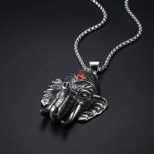 MUSECLOUD Black Elephant Necklace for Men Gothic Jewelry Stainless Steel Necklaces Goth Pendant Halloween Jewelry Punk Necklace