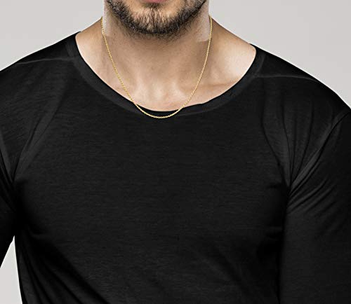 Miabella Italian Solid 18K Gold Over 925 Sterling Silver 2mm, 3mm Diamond-Cut Braided Rope Chain Necklace for Men Women, Made in Italy (2mm, Length 16 Inches)