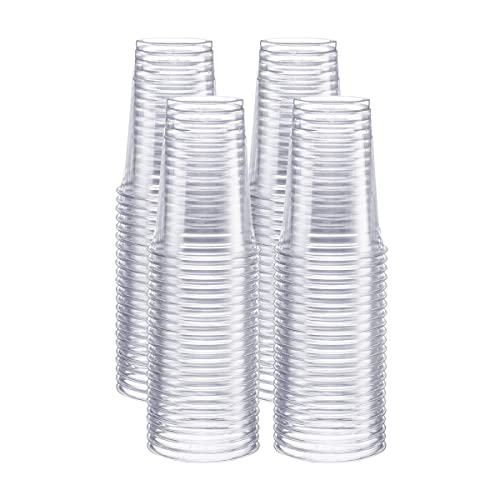 Comfy Package [10 oz. - 100 Pack Crystal PET Clear Plastic Cups for Party - Ideal for Cold Beverages, Smoothies, and Parties