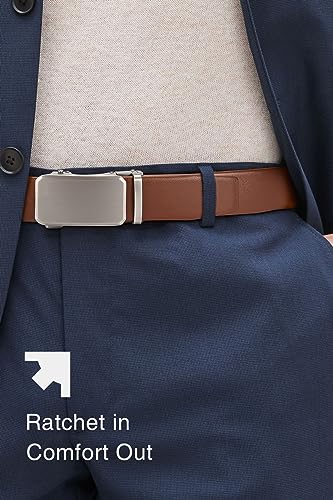 CHAOREN Leather Ratchet Belt for men 1 3/8" for Dress Pants - Micro Adjustable Belt Fit Everywhere