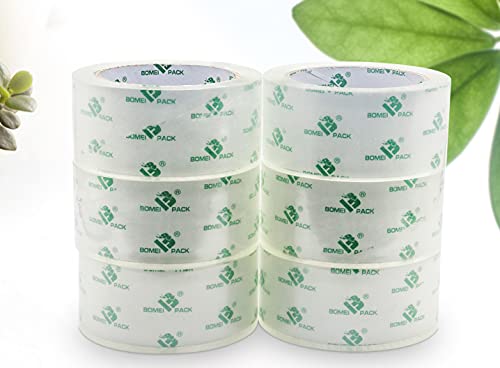 BOMEI PACK Crystal Clear Packing Tape, Packaging Tape Refill Rolls, 6 Rolls 2Mil x1.88 60 Yards for Sealing, Moving, Shipping, Office&Storage