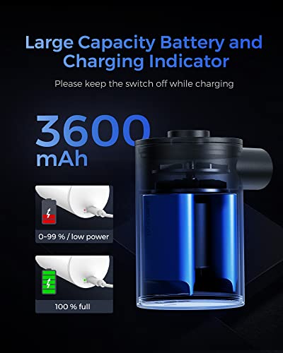 FLEXTAILGEAR MAX Pump 2020 Portable Air Pump with 3600mAH Battery USB Rechargeable Air Pump-Quick Inflate Deflate for Sleeping Pads, Air Mattress, Pool Toys, Floats, Swimming Ring, Air Bed (White)