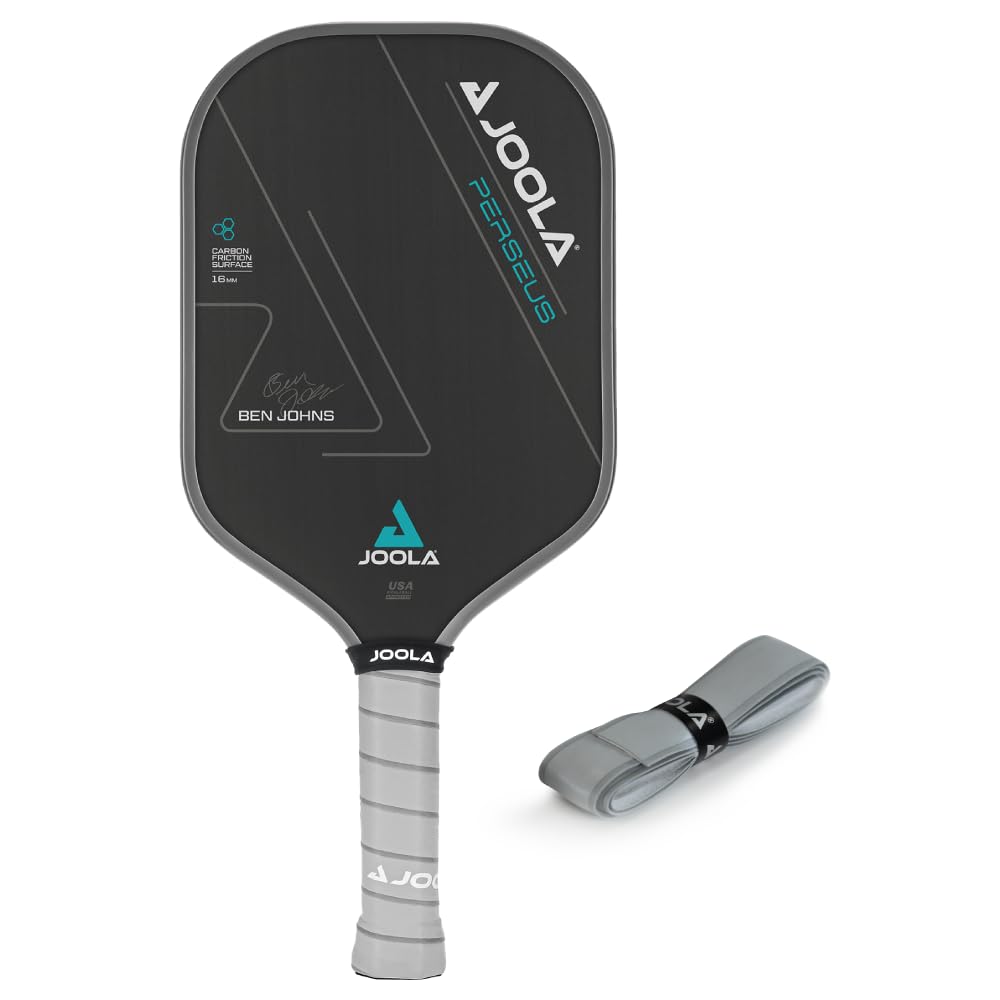 JOOLA Ben Johns Perseus Pickleball Paddle with 1 Replacement Grip - Charged Surface Technology for Increased Power & Feel - Fully Encased Carbon Fiber Pickleball Paddle with Larger Sweet Spot