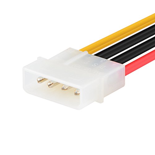 J&D 4 Pin Molex to Dual SATA Power Y-Cable Adapter, (2 Pack) 4 Pin IDE Female Molex (LP4) to Dual 15 Pin Female SATA Power Extension Cable Adapter 18AWG, 8 inch