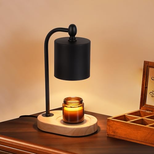 MEIXISUE Candle Warmer Lamp with Dimmer and Timer,Black Electric Candle Wax Melt Warmer with 2 Bulbs Home Decor for Women Gifts New Home Jar Candles