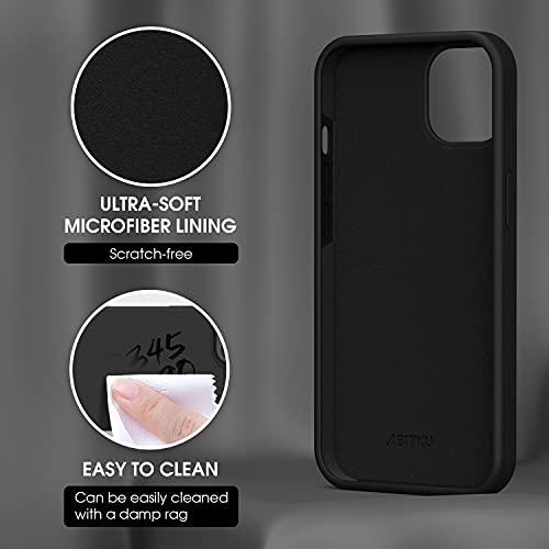 ABITKU Compatible with iPhone 13 Case 2021, Liquid Silicone Soft Gel Rubber 3 Layers Full Coverage Body [with Screen & Camera Protection] Shockproof Drop Case Cover 6.1 inch (Black)