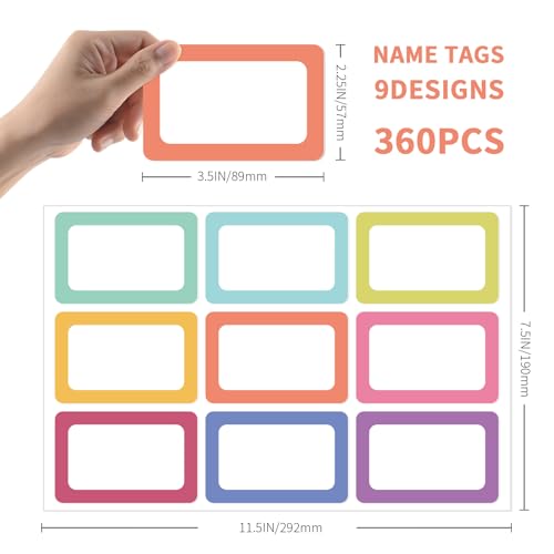 540 Pcs Name Tag Stickers, Colorful Border Name Tag Labels with Strong Adhesion, Blank Name Stickers for School Office Home Clothes Mailing & Storage Boxes(Blank Border-3.5"x2.25")