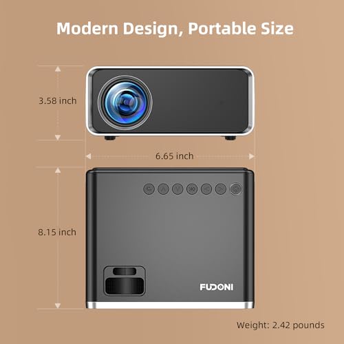 FUDONI Projector with WiFi and Bluetooth, Upgraded 5G Portable Projectors 4K Supported Native 1080P 12000L, Outdoor LED Movie Projector for Home Theater, Compatible w/iOS Android Phone/TV Stick/Laptop