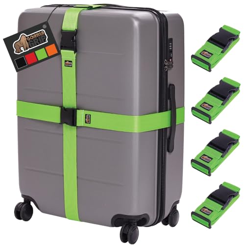 Gorilla Grip Heavy Duty 2 Pack Adjustable Luggage Straps for Suitcases, Easy to Identify Travel Belt Connector Holds Suitcase Together, Extends Life of Bag, Strap Connects Two Bags, Accessories Black