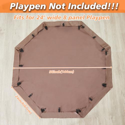 PJYuCien Dog Playpen Mesh Top Cover, Fits 24 Inch 8 Panels Regular Octagon Metal Exercise Pet Playpen, Adhesive Tape Connections, Blue (Note: Cover Only, Playpen Not Included !!!)…