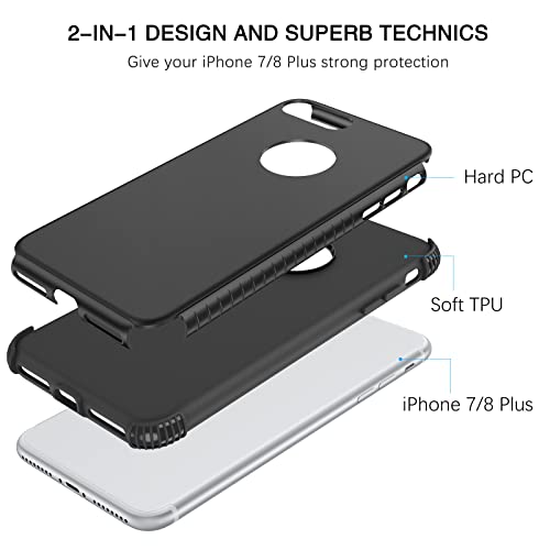 BENTOBEN Compatible with iPhone 8 Plus Case, iPhone 7 Plus Case, 2 in 1 Slim Hybrid Shockproof Hard PC Bumper Rugged Drop Protective Phone Case Cover for iPhone 8 Plus / 7 Plus 5.5 inch, Pink/Mint