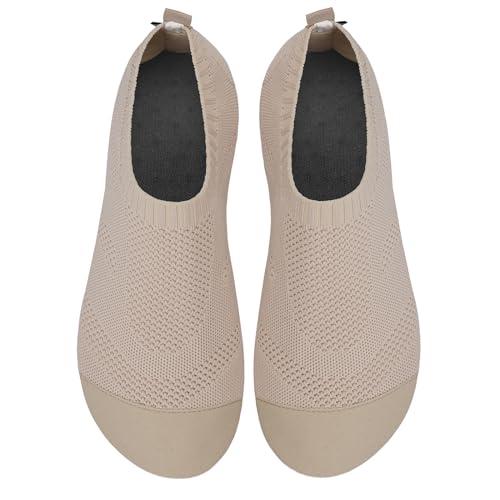 WateLves Womens Barefoot Water Shoes Travel House Slippers for Indoor and Outdoor Aqua Socks for Beach Swim Surf Yoga Dancing Camping Must Haves (Leopard Beige, 38/39)