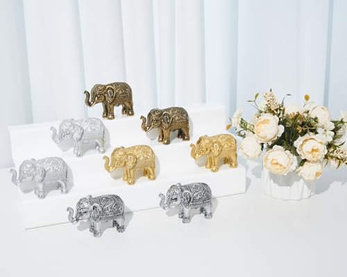 BOIHEGU Small Elephant Statue Home Decor, 4 inch Resin Antique Golden Retro Accent Elephant Figurine, Good Lucky Elephant Thoughtful Housewarming Gifts for Women Men Office Desk Decor