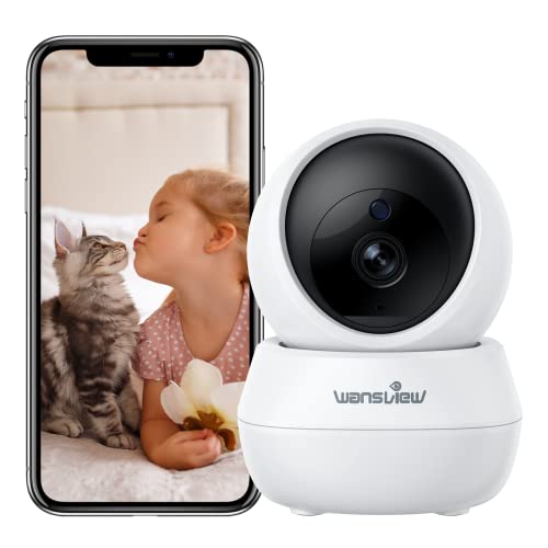 wansview Cameras for Home Security- 2K Indoor Camera, Motion Detection, Cat/Dog/Baby Camera with Pan Tilt, SD Card & Cloud Storage, Works with Alexa