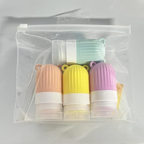 RONRONS Travel Bottles, 1oz Silicone Sauces Salad Condiment Oil BBQ Squeeze Bottles, Mini Leak Proof TSA Approved Dressing Container for Shampoo Toiletries Conditioner (4 Pieces)