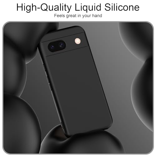 HAII Designed for Google Pixel 8a Case, Slim Liquid Silicone for Women Men with Scratch-Resistant Microfiber Lining Shockproof Soft Silicone Protective Phone Case for Google Pixel 8a (Black)