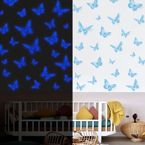 SAOROPEB 3D Butterfly Wall Decor - 48 Pcs, 4 Styles, 3 Sizes - Removable Gold Decorations for Birthday & Party Celebrations