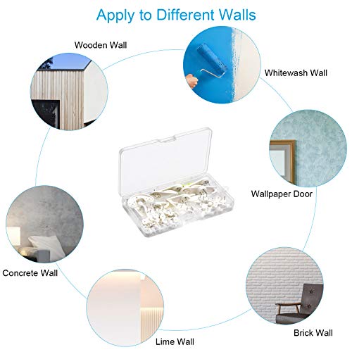 Picture Hanging Kit, 62PCS Concrete Wall Hardwall Hangers for Cinder Block, Picture Hanger, No Damage Wall Hooks for Photo Frame Art Painting Non-Trace Drywall Stucco Concrete Hooks