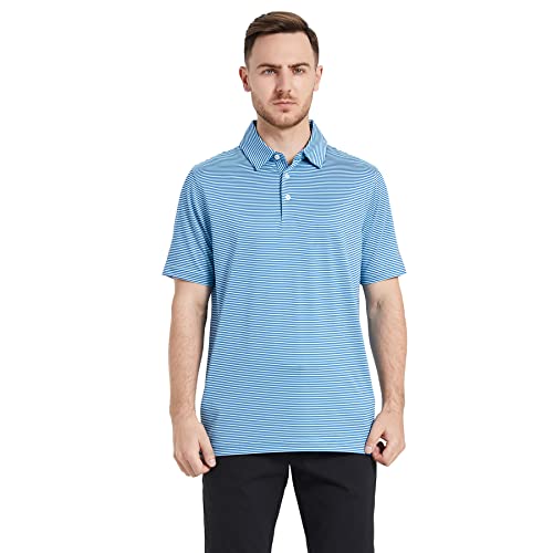 Golf Shirts for Men Dry Fit Short Sleeve Print Performance Moisture Wicking Polo Shirt Herringbone