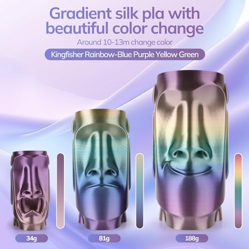 AMOLEN Silk PLA 3D Printer Filament, Multicolor 1.75mm PLA Shiny Gradient Filament Color Shift 3D Printing PLA Filament for Most FDM 3D Printer, 1kg Spool(2.2lbs), Blue Fuchsia