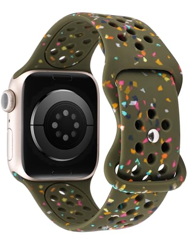 W-RARA Sport Band Compatible with Apple Watch Band 38mm 40mm 41mm 42mm 44mm 45mm 49mm for Women Men, made from Recycled Plastic - Soft Breathable Strap for iWatch Series SE 9 8 7 6 5 4 3 2 1 Ultra 1 2