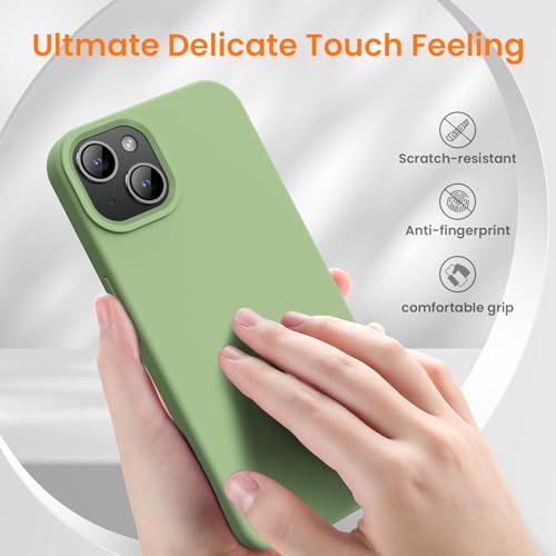 OuXul Designed for iPhone 14 Plus Case,Shockproof Liquid Silicone Protective Phone Case with Soft Anti-Scratch Microfiber Lining Ultra Slim Drop Protection Phone Cover 6.7 inch(Gray)