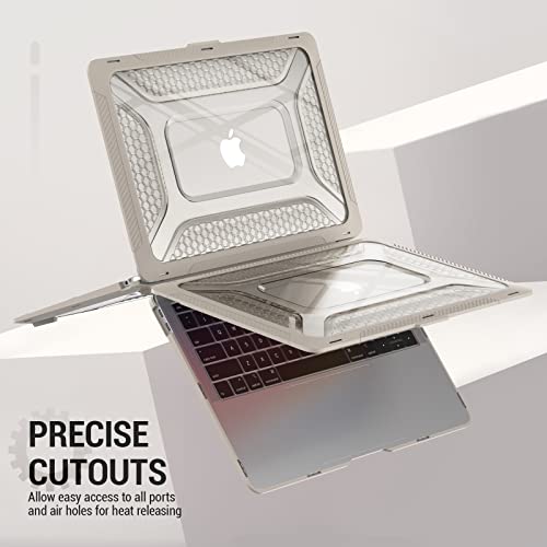 SEYMAC stock Case for MacBook Air 13 inch (2020-2018)[A2337 M1/A2179/A1932], Shock-Absorbing Protection with Folding Stand &Mouse Pad/Bag Case for MacBook Air 13'' (Beige)