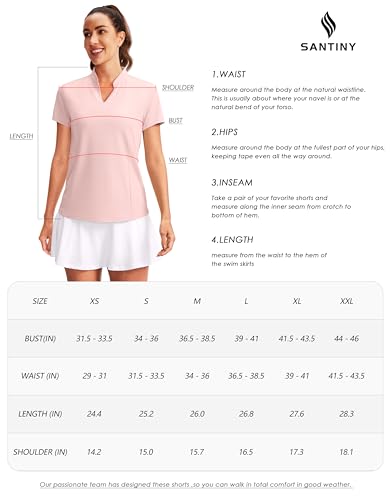 Obla Women's Golf Polo Shirt V-Neck Short Sleeve Collarless Quick Dry Tennis Running T Shirt Golf Tops for Women(Rose_S)