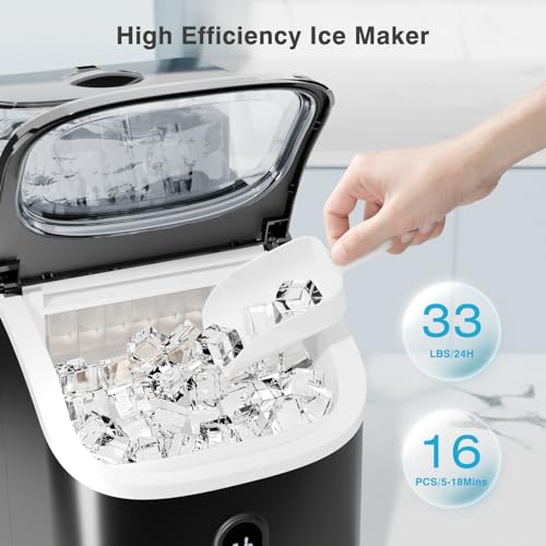 Xbeauty Ice Maker Countertop Up to 35lbs of Ice a Day with Self-Cleaning,16Pcs/5Mins, Portable Ice Maker Machine with 1.5L Removable Water Tank/24H Timer,GREY