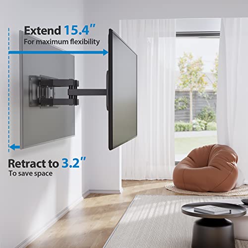 Pipishell Full-Motion TV Wall Mount for Most 37–75 Inch TVs up to 100 lbs, Wall Mount TV Bracket with Dual Articulating Arms, Extension, Swivel, Tilt, Fits 16" Wood Studs, 600 x 400mm Max VESA, PILF8