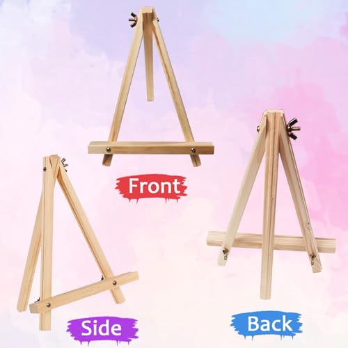 Rhykoka Wood Easels, 2 Packs 9.45 Inches Tabletop Painting Easels for Kids Artist Students,Portable Canvas Photo Picture Sign Holder (2)