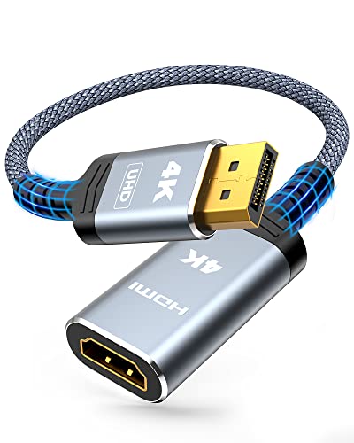 Highwings 4K DisplayPort to HDMI Adapter, Uni-Directional DP to HDMI Adapter Converter Cable Male to Female, HDMI Abapter Compatible with Laptop Desktop HDTV Monitor Projector, Black, Passive