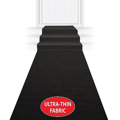 Beistle Black Novelty Polyester Fabric Aisle Runner For Weddings, Awards Night Theme, Proms, Ceremony Parties and Events, 24" x 15'