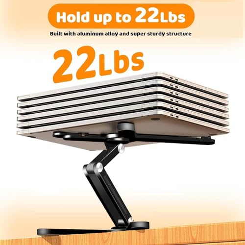 Moallia Laptop Stand with 360 Rotating Base, Computer Notebook Laptop Riser Metal Holder for Desk Collaborative Work, Fully Foldable for Easy Storage, Fits All MacBook, Laptops up to 16 inches, Black