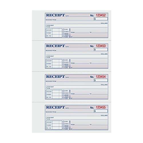 TOPS Money/Rent Receipt Book, 3-Part, Carbonless, 11 x 7-5/8 Inches, 4 Receipts/Page, 100 Sets per Book (46808)