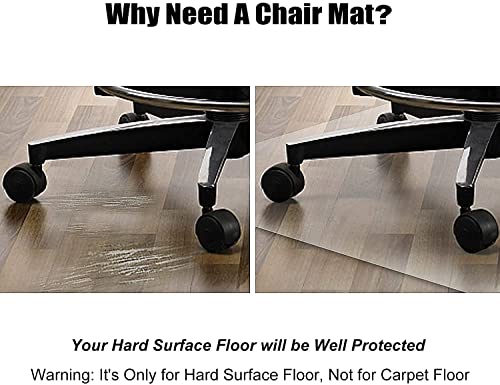 Office Chair Mat for Hard Wood Floors, 36 x 48 inches Clear Floor Mat for for Rolling Chairs, Heavy Duty Wood/Tile Floor Protectors for Home Office, Anti-Slip, Easy to Clean