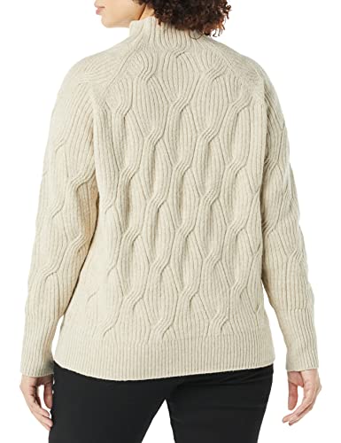 Amazon Essentials Women's Soft Touch Funnel Neck Cable Sweater, Beige, Small