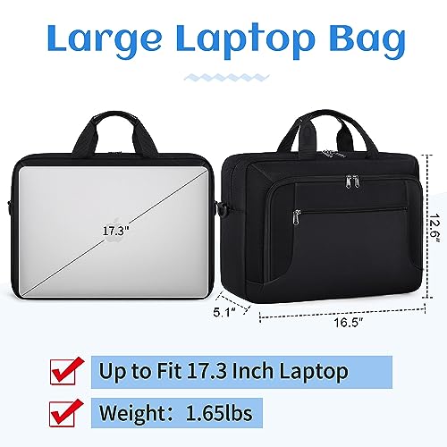 Laptop Bag 15.6 Inch Laptop Briefcase Computer Bag for Men Women Waterproof Business Office Work Large Laptop Case 15.6 Inch Adjustable Shoulder Messenger Bag Black