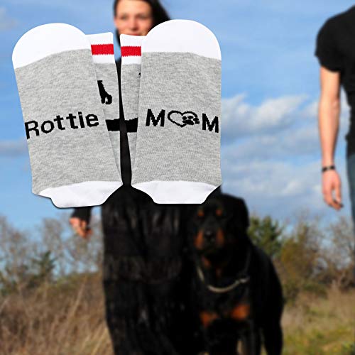 PXTIDY Rottie Mama Gifts 2 Pairs Rottie Mom Crew Socks Rottweiler Lover Owner Gifts Dog Mom Gift Rottweiler Rottie Mama Dog Socks for Women (Rottie Mom)