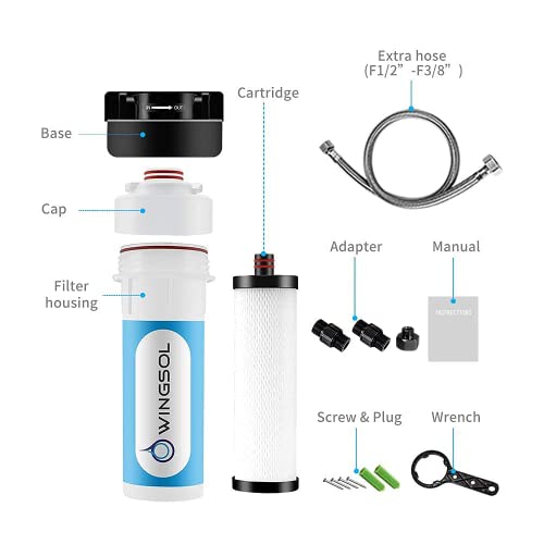 𝗪𝗜𝗡𝗚𝗦𝗢𝗟 Under Sink Alkaline Water Filter, Improves pH and Taste, 5-in-1 Function Reduces Heavy Meatal, Chlorine, PFAS, PFOA/PFOS, Odor, Sediment, NSF/ANSI 53&42 Certified Water Filter System
