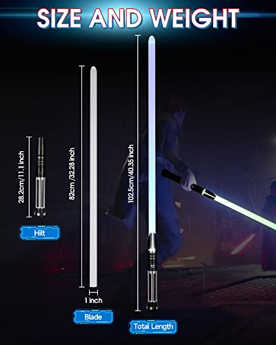 ANASABER Dueling Light Saber, Motion Control Lightsabers for Adults,Smooth Swing Light Saber with 10 Sound Fonts,RGB 12 Colors Changeable, Metal Hilt for Halloween Cosplay Party, Black,S9