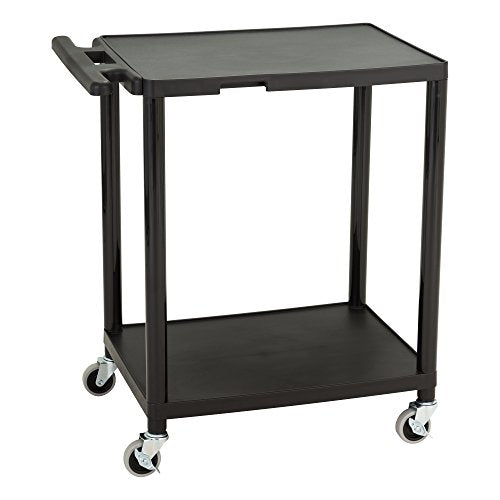 Norwood Commercial Furniture 2-Tier Mobile Utility AV Cart with Casters, Rolling Presentation and Media Cart on Wheels, Black