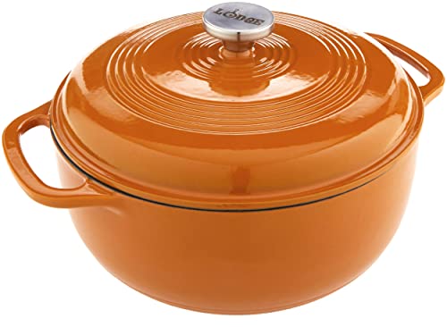 Lodge 6 Quart Enameled Cast Iron Dutch Oven with Lid – Dual Handles – Oven Safe up to 500° F or on Stovetop - Use to Marinate, Cook, Bake, Refrigerate and Serve – Lagoon