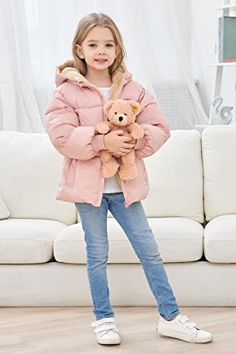 UNICOMIDEA Pink Winter Coats for Baby Boys Girls With Hooded Light Puffer Jacket for Outdoor Zipper Outwear For Toddlers Cute Snow Kids Outwear With Pockets 12-18 Months