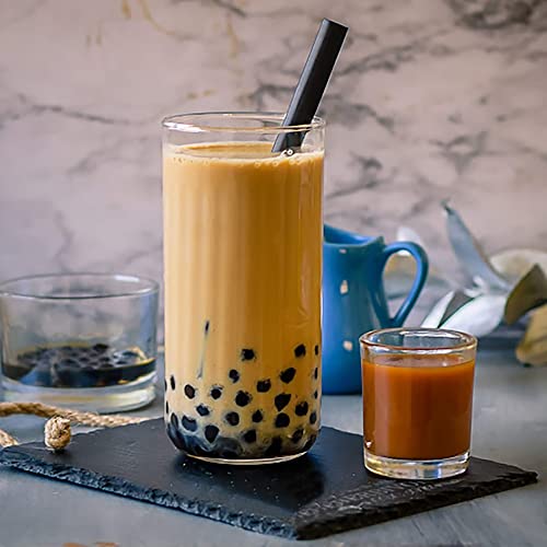 ALINK 100 PCS Black Plastic Boba Straws, 12mm Extra Wide Disposable Smoothie Straws for Bubble Tea, Popping Pearls - 8.5 inch