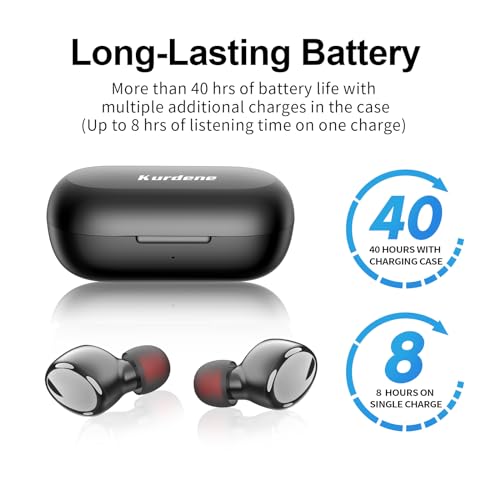 kurdene Bluetooth Wireless Earbuds, S8 Deep Bass Sound 38H Playtime IPX8 Waterproof Earphones Call Clear with Microphone in-Ear Bluetooth Headphones Comfortable for iPhone, Android