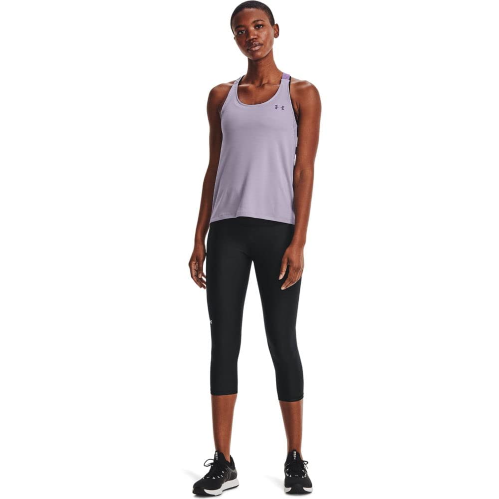 Under Armour Women's HeatGear Armour High No-Slip Waistband Pocketed Capri , Black (001)/White , 2X