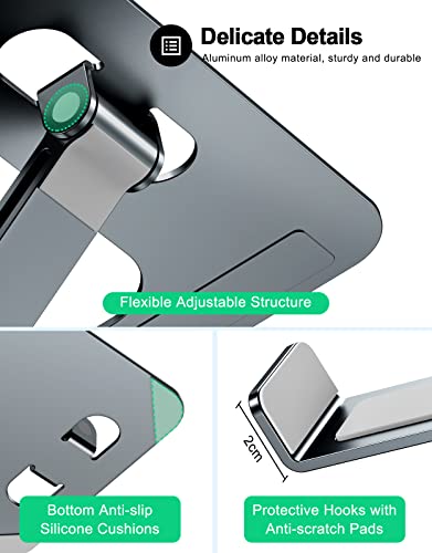 RIWUCT Foldable Laptop Stand, Height Adjustable Ergonomic Computer Stand for Desk, Aluminum Portable Laptop Riser Holder Mount Compatible with MacBook Pro Air, All Notebooks 10-16" (Gray)